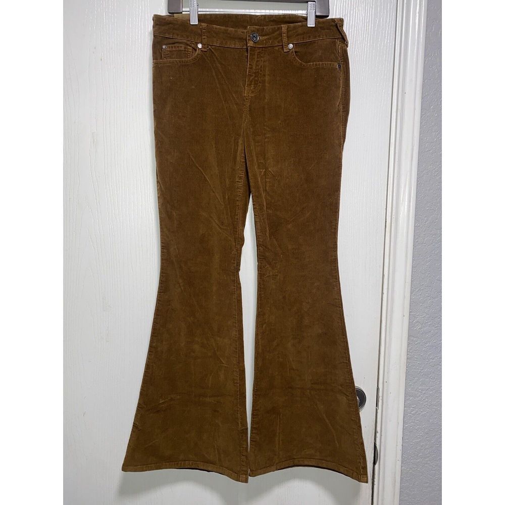 Ariat‎ Corduroy Flare Jeans size 29R Brown Pants Solid Low Rise Western Denim
